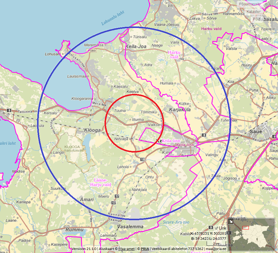 Ohustatud (3km) ja järelevalve tsoon (10 klm)
